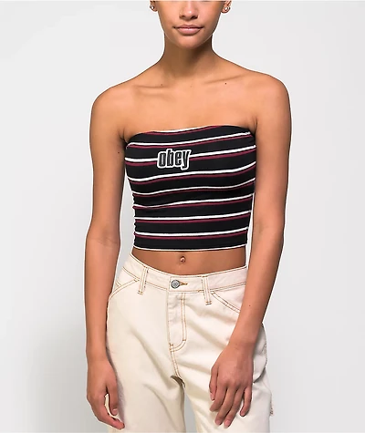 Obey Gina Black, White & Red Tube Top