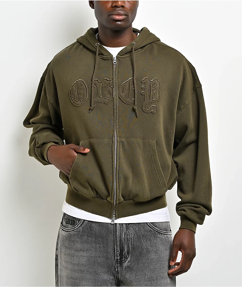 Obey Gothic Green Zip Hoodie