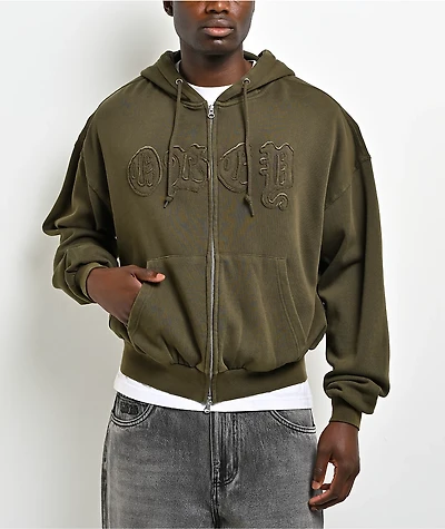 Obey Gothic Green Zip Hoodie