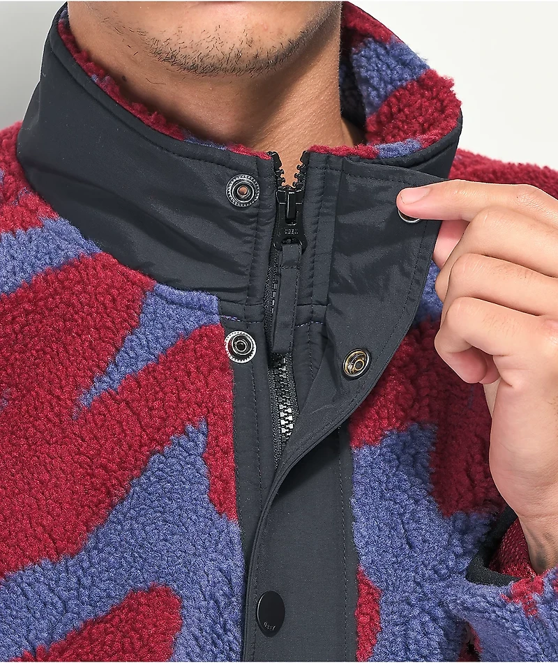 Obey Hense Purple & Red Sherpa Jacket