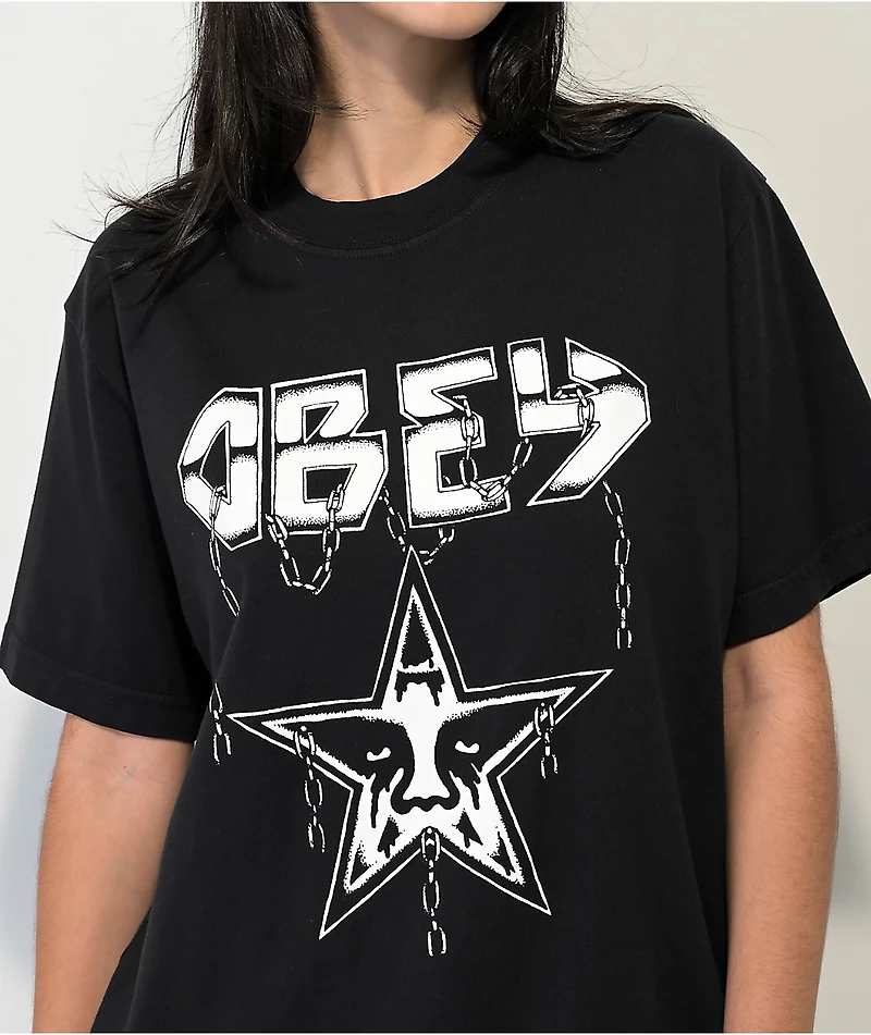 Obey Chains Black Wash T-Shirt
