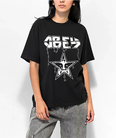 Obey Chains Black Wash T-Shirt