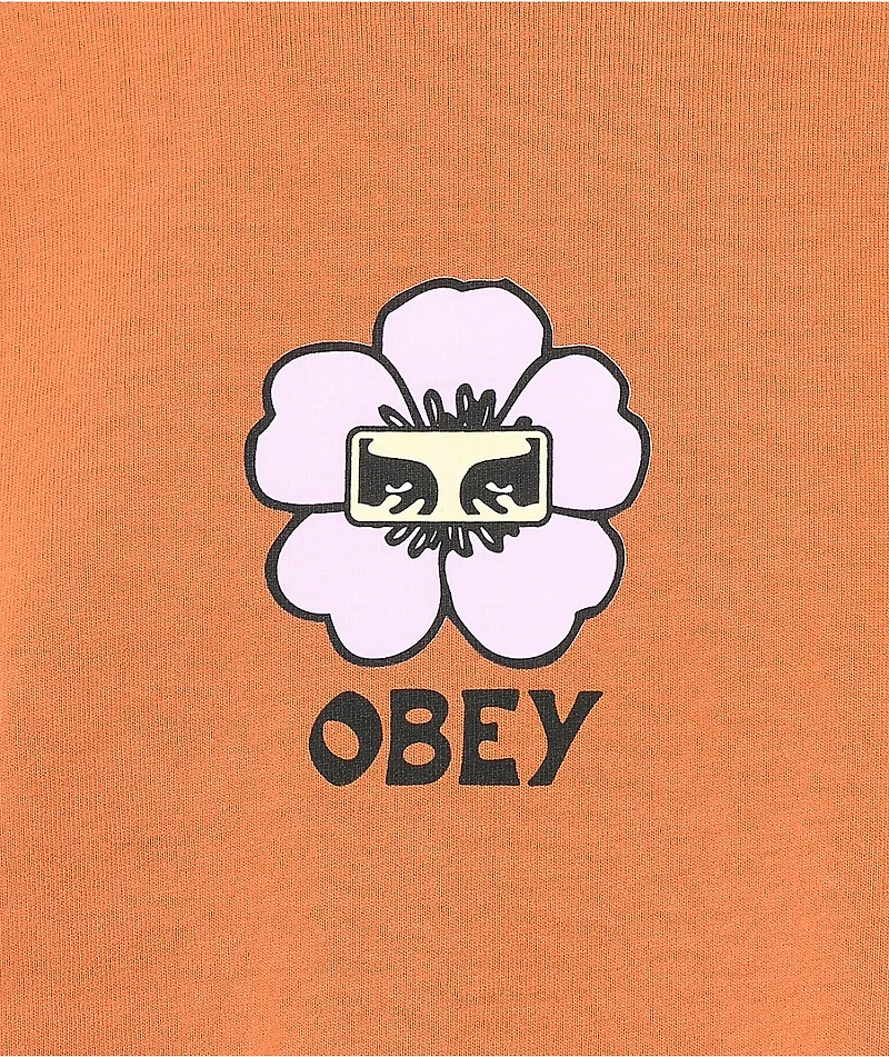 Obey LA Floral Orange Crop T-Shirt