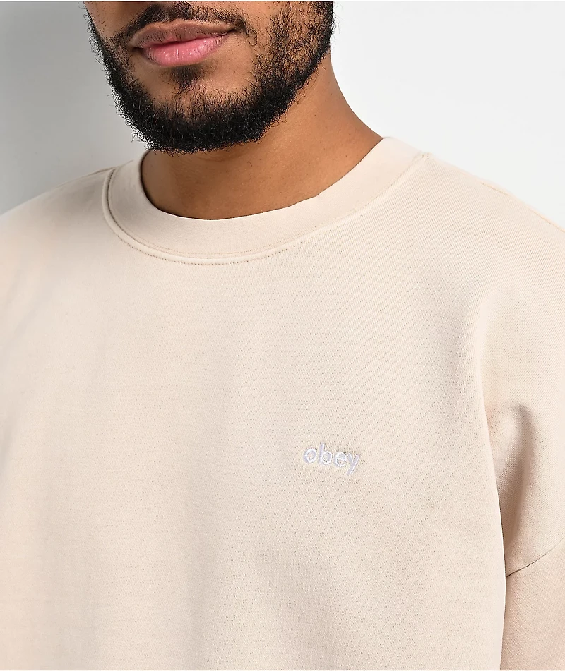 Obey Lowercase Beige Crewneck Sweatshirt