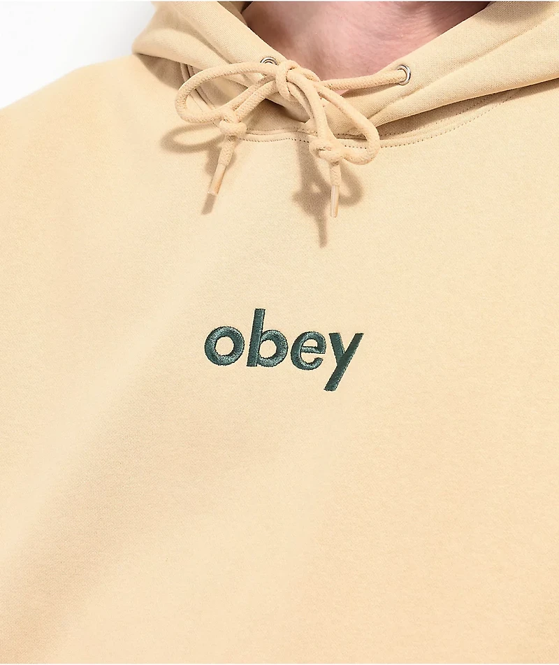 Obey Lowercase Logo Cream Hoodie