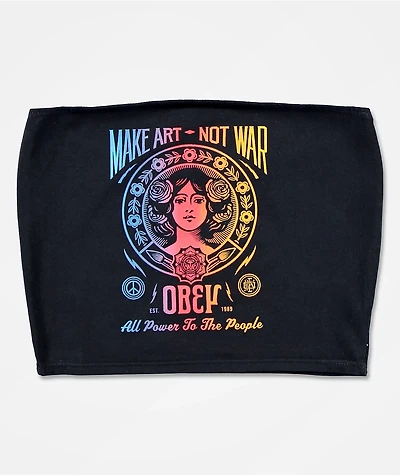 Obey Make Art Not War Black & Rainbow Tube Top
