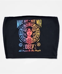 Obey Make Art Not War Black & Rainbow Tube Top