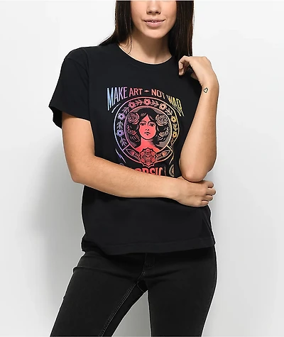 Obey Make Art Not War Boxy Black T-Shirt