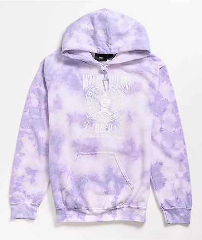 Obey Make Art Not War Lavender Tie Dye Hoodie