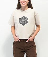 Obey Mandala Beige Crop T-Shirt