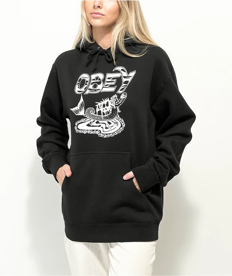 Obey Mermaid Thorns Black Hoodie