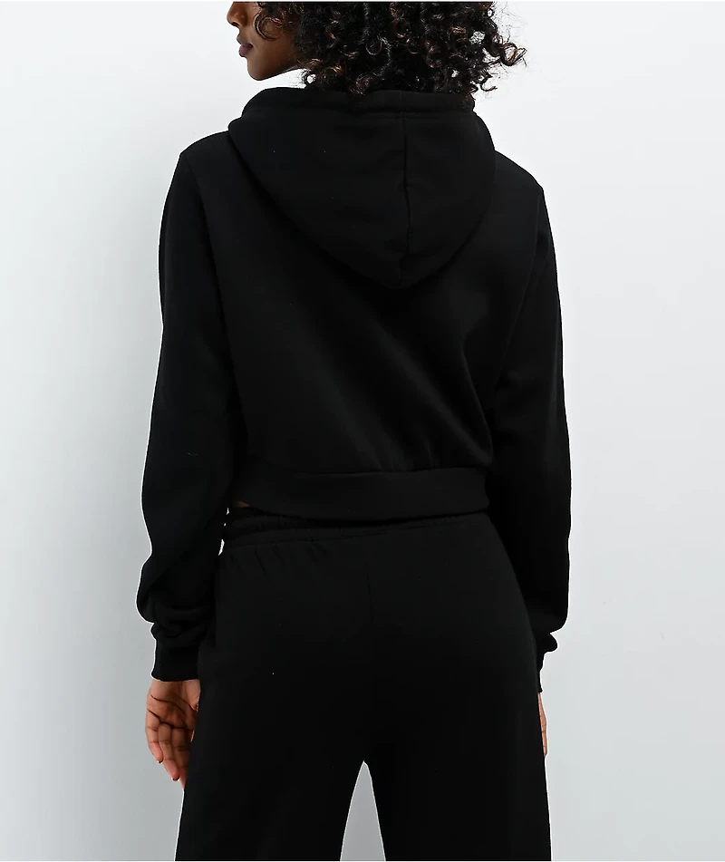 Obey Metal Black Crop Zip Hoodie
