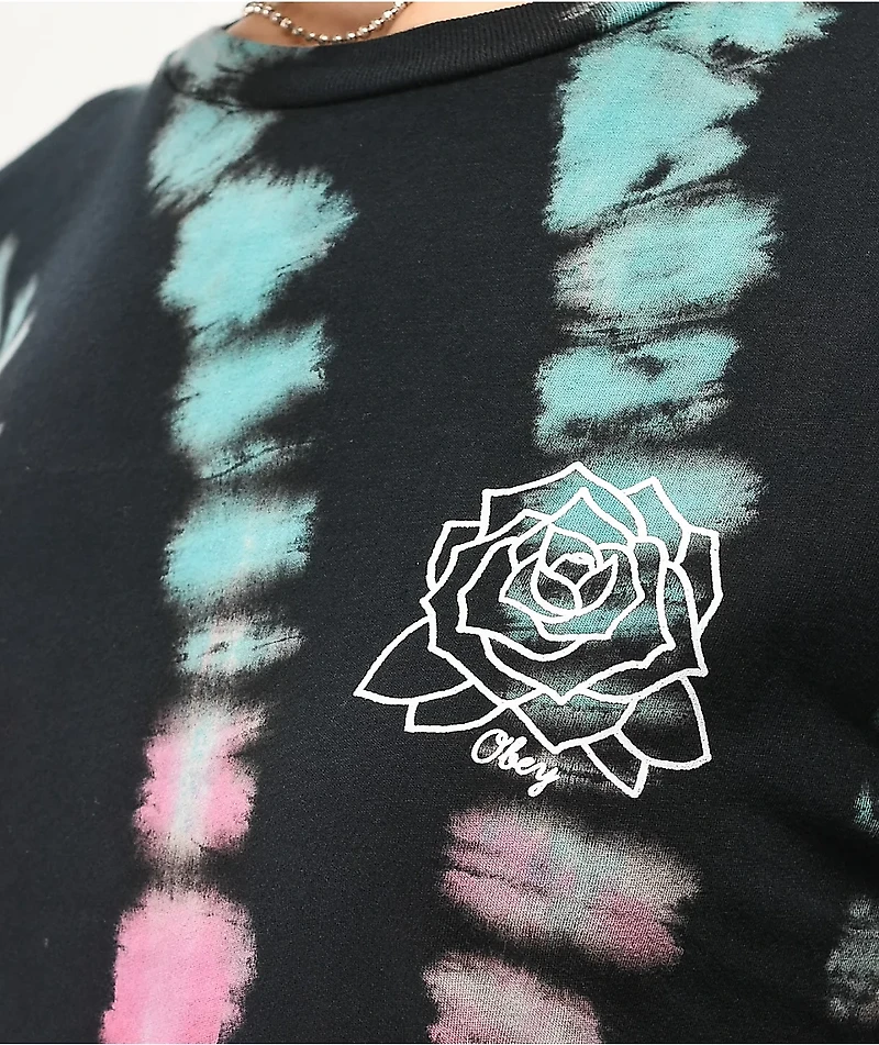 Obey Mira Rosa Black, Purple, Teal & Gold Tie Dye T-Shirt