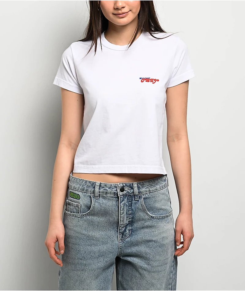 Obey Miracle Of Living White Crop T-Shirt