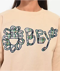 Obey Nana Oat Milk Crop Crewneck Sweatshirt