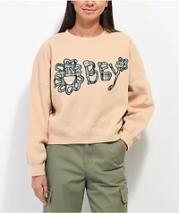 Obey Nana Oat Milk Crop Crewneck Sweatshirt