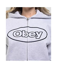 Obey Oval Extra Heavy Light Grey Zip Hoodie