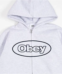 Obey Oval Extra Heavy Light Grey Zip Hoodie