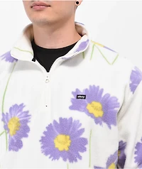 Obey Pollen Cream Mock Neck Fleece Sweatshirt