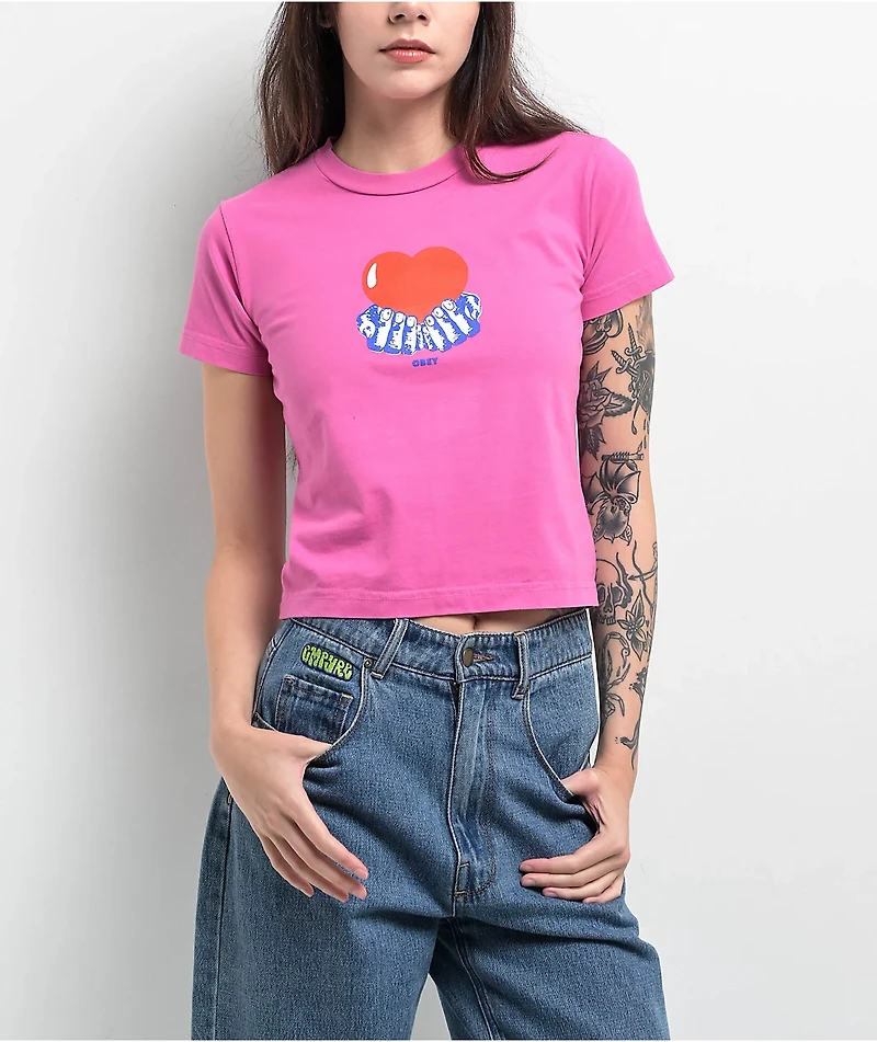 Obey Pure Love Kaylin Fiji Flower Crop T-Shirt