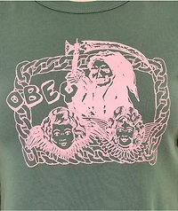 Obey Reaper Chain Forest Green Crop T-Shirt