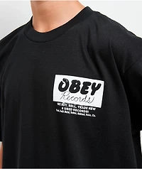 Obey Records Buy Sell Trade Black T-Shirt
