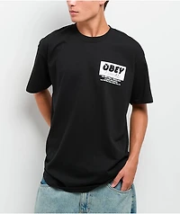 Obey Records Buy Sell Trade Black T-Shirt