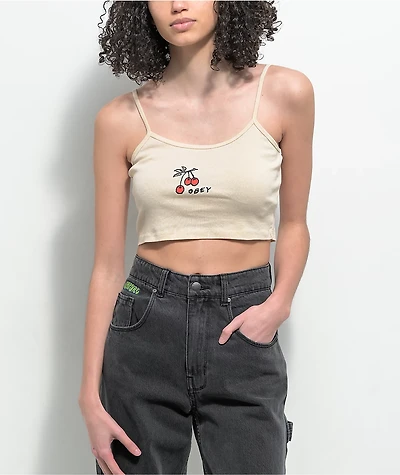 Obey Scatch N Sniff White Crop Tank Top
