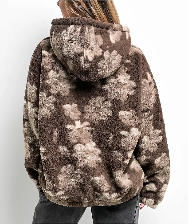 Obey Shaylin Floral Brown Fleece Hoodie