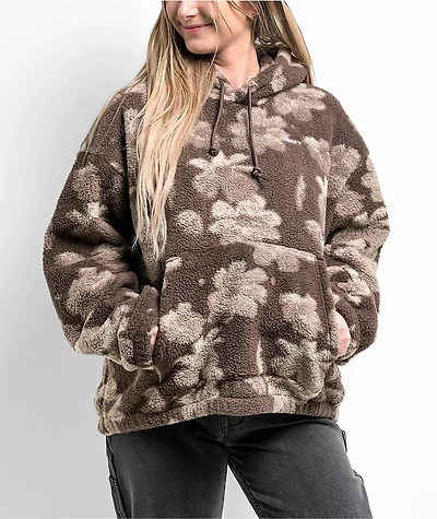 Obey Shaylin Floral Brown Fleece Hoodie