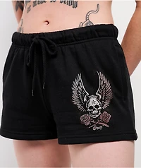Obey Skull & Roses Black Sweat Shorts