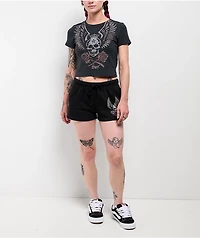 Obey Skull & Roses Black Sweat Shorts