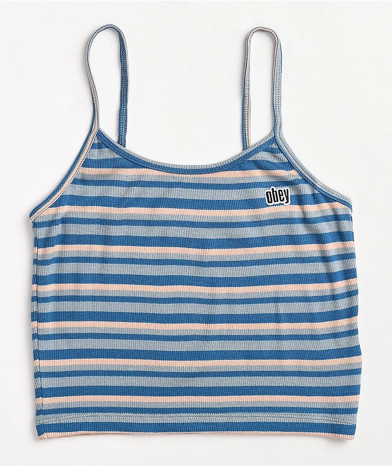 Obey South Shore Blue Stripe Crop Tank Top