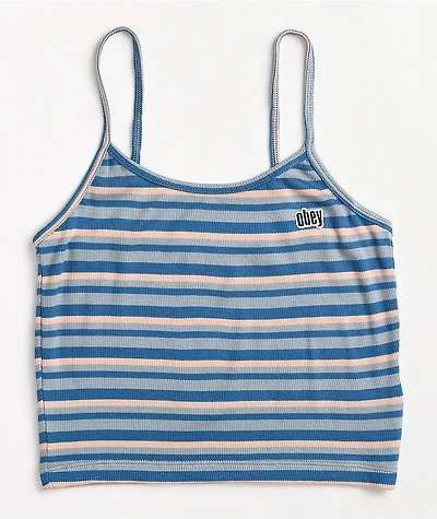 Obey South Shore Blue Stripe Crop Tank Top