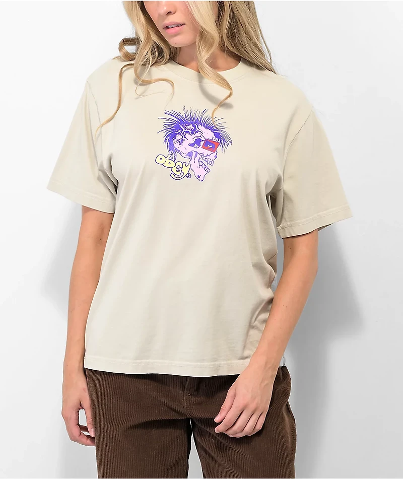Obey Still Alive Skull Natural T-Shirt