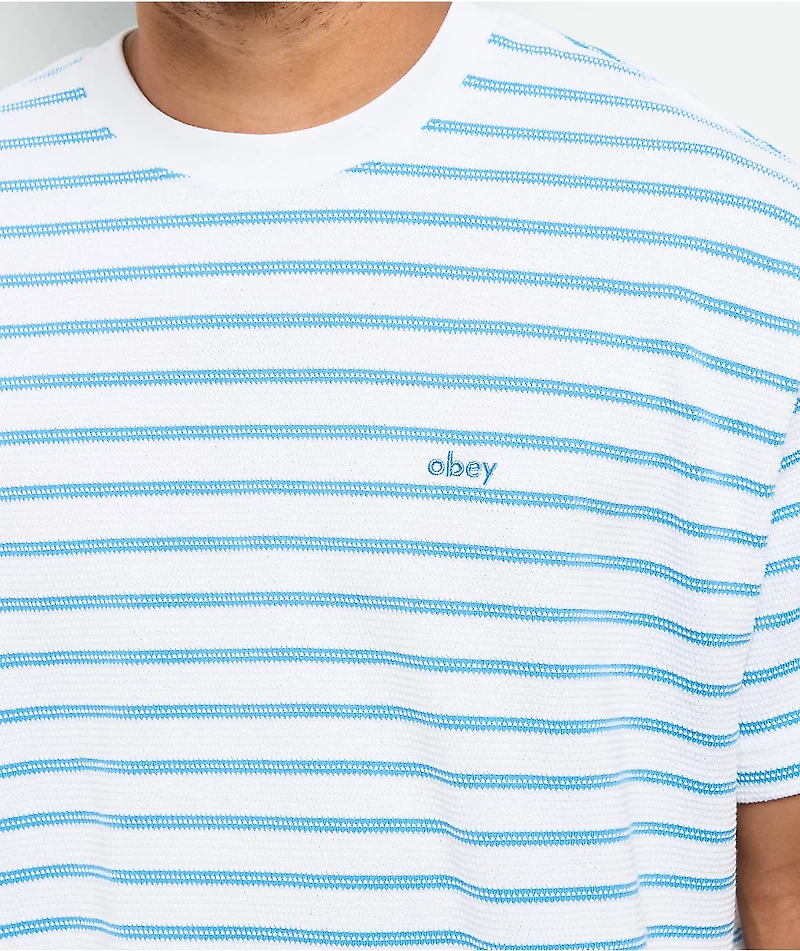 Obey Striped White & Blue Knit T-Shirt