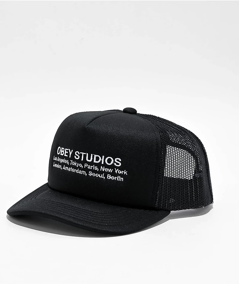 Obey Studios Black Trucker Hat
