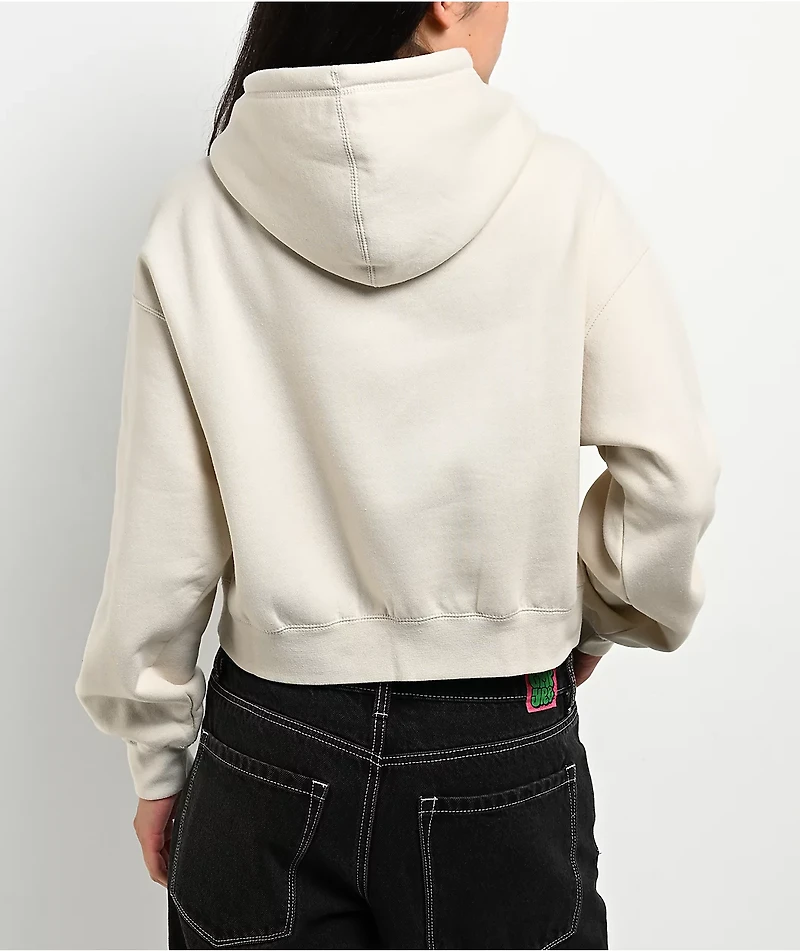 Obey Studios Collegiate Beige Crop Hoodie