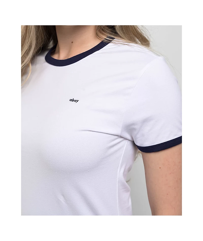 Obey Tyler Ringer White & Blue T-Shirt