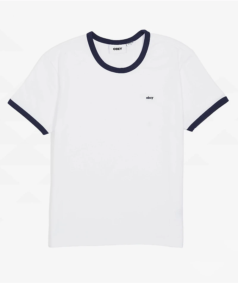 Obey Tyler Ringer White & Blue T-Shirt