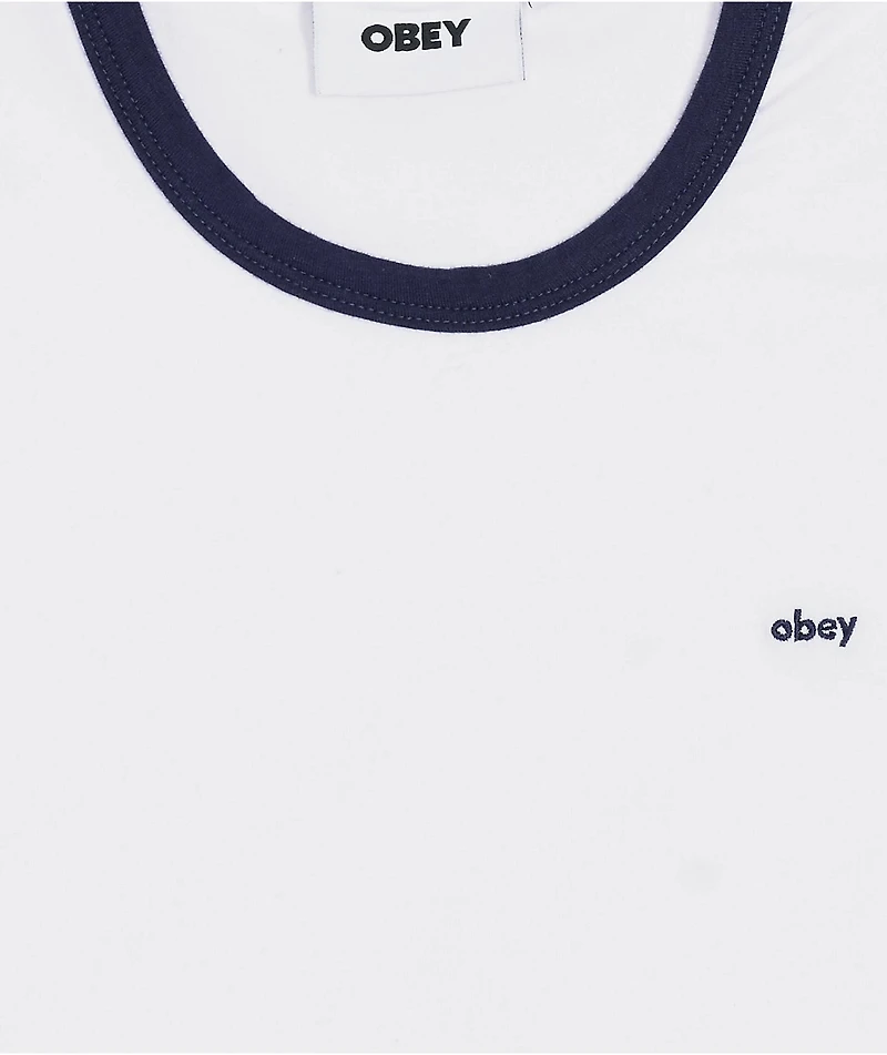 Obey Tyler Ringer White & Blue T-Shirt