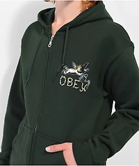 Obey Watering Can 3 Cherub Forest Green Zip Hoodie