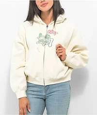Obey Wavy Dog Cream Zip Hoodie