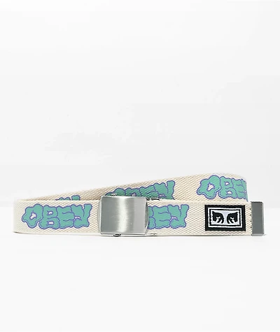 Obey Wavy Unbleached White Web Belt