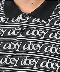 Obey Wergner Jacquard Black Long Sleeve Polo Shirt