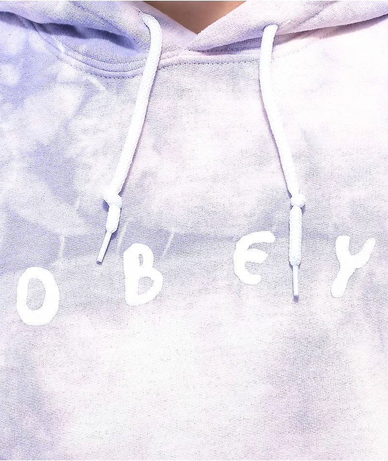 Obey Worldwide Mushroom Purple & White Tie Dye Hoodie