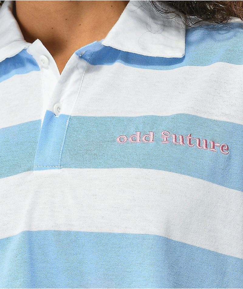 Odd Future Blue & White Stripe Crop Polo Shirt