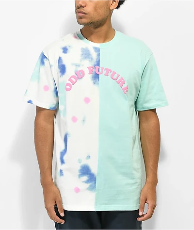 Odd Future Center Teal & White Split Tie Dye T-Shirt