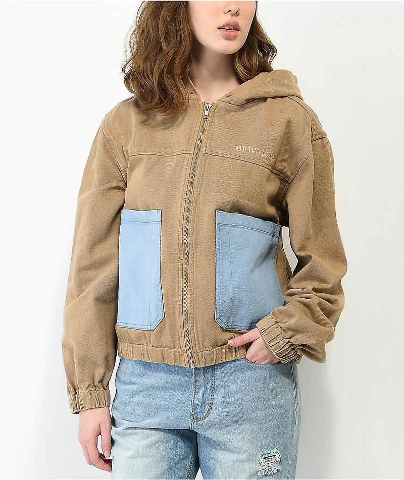 Odd Future Cream & Blue Hooded Denim Jacket