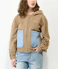 Odd Future Cream & Blue Hooded Denim Jacket